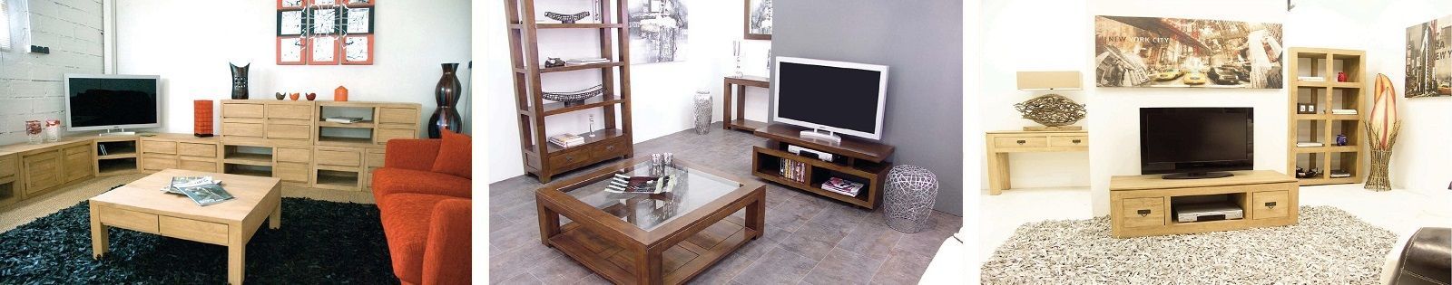Meuble TV en hévéa massif de qualité, meuble tv d'angle - Lotuséa